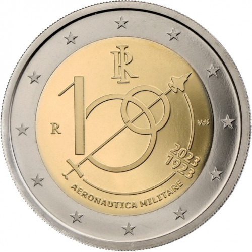 Италия 2 евро 2023 «100 лет Военно-воздушным силам Италии», Биметалл
