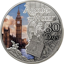 Камерун 500 франков КФА 2023 «Вокруг света за 80 дней — Лондон» — серебро ½ oz Ag 999, Proof, цветная