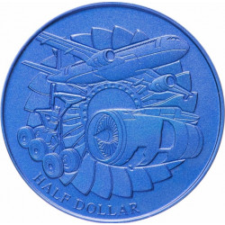 Фиджи 50 центов 2018 «Авиационная промышленность», анодированный титан 990, BU